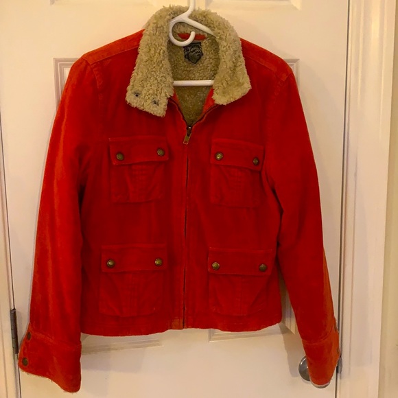 Red Corduroy Lucky Brand Fall or Winter Jacket - Picture 1 of 4